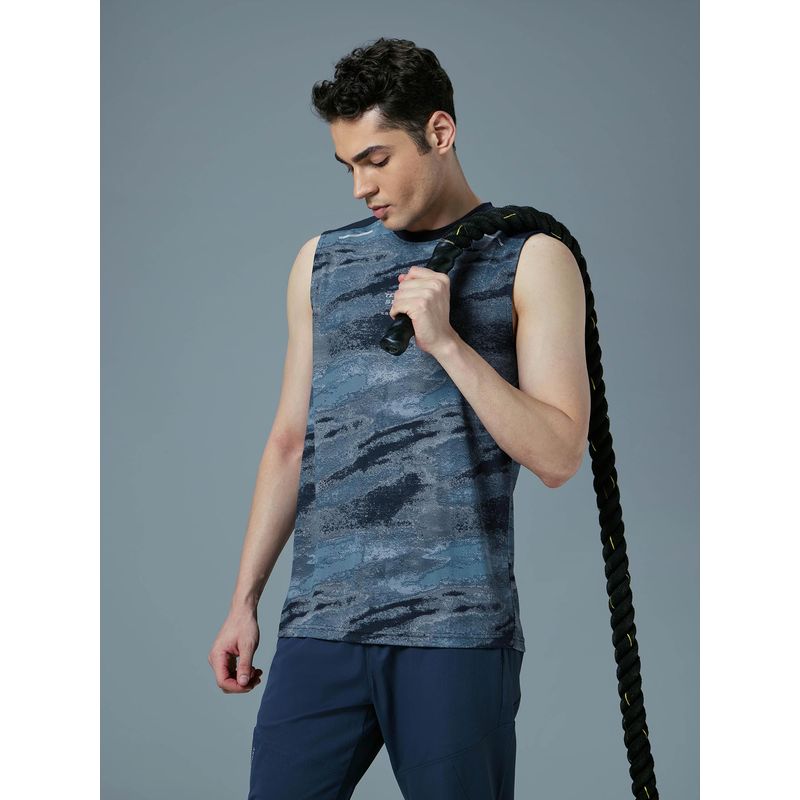 Technosport Men Printed Slim Fit Round Neck Sports Tank Top Technocool+ (M)