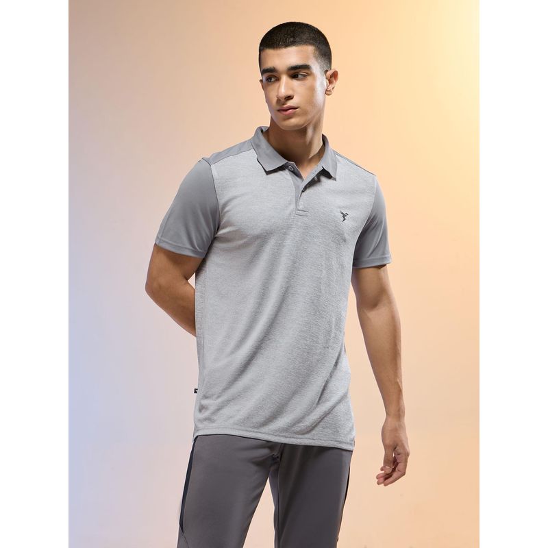 Technosport Men Melange Slim Fit Round Neck Sports T-Shirt with Double Cool (M)