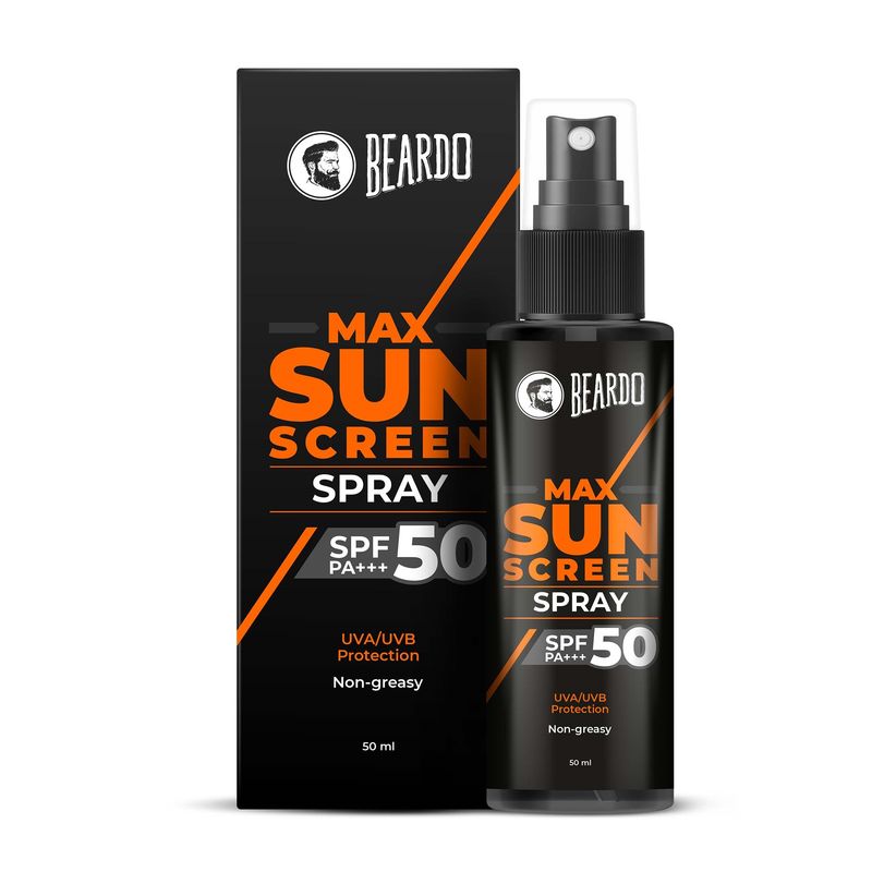 Beardo Max Sunscreen Spray SPF-50 P+++ for Indian men,,Non-greasy Sunscreen Spray,for Oily Skin