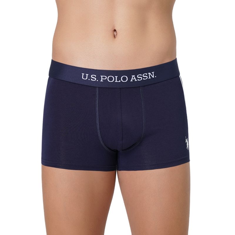 U.S. POLO ASSN. Mens Solid Cotton Mid Rise Trunks Navy Blue (M)