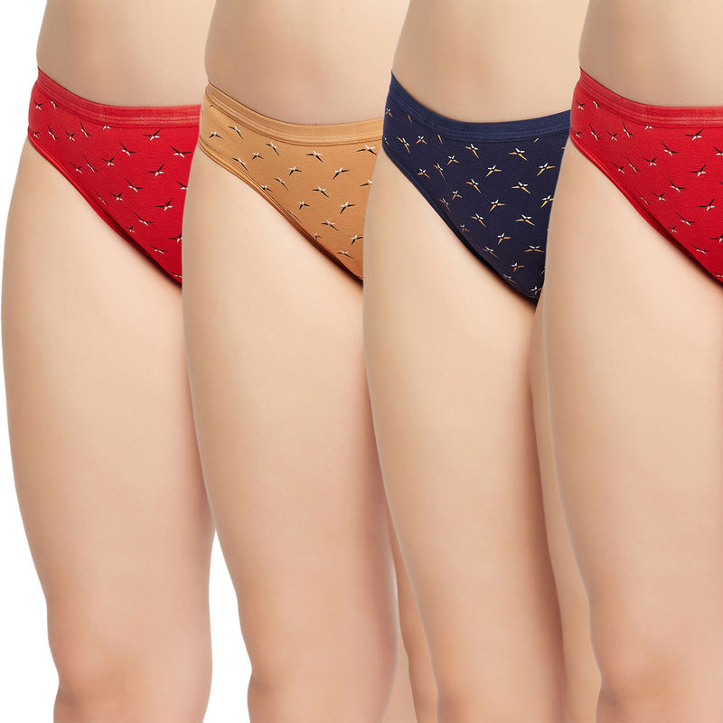 Secrets By ZeroKaata Women Printed Basic Cotton Briefs - Multi-Color (Pack of 4) (L)
