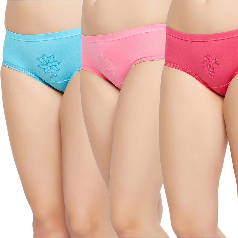 Secrets By ZeroKaata Women Printed Basic Cotton Briefs - Multi-Color (Pack of 3) (M)