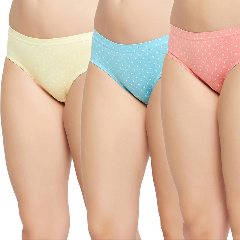 Secrets By ZeroKaata Women Printed Basic Cotton Briefs - Multi-Color (Pack of 3) (M)