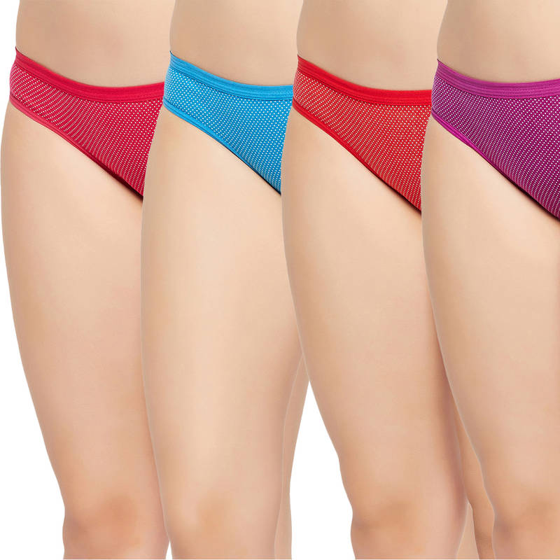 Secrets By ZeroKaata Women Printed Basic Cotton Briefs - Multi-Color (Pack of 4) (S)