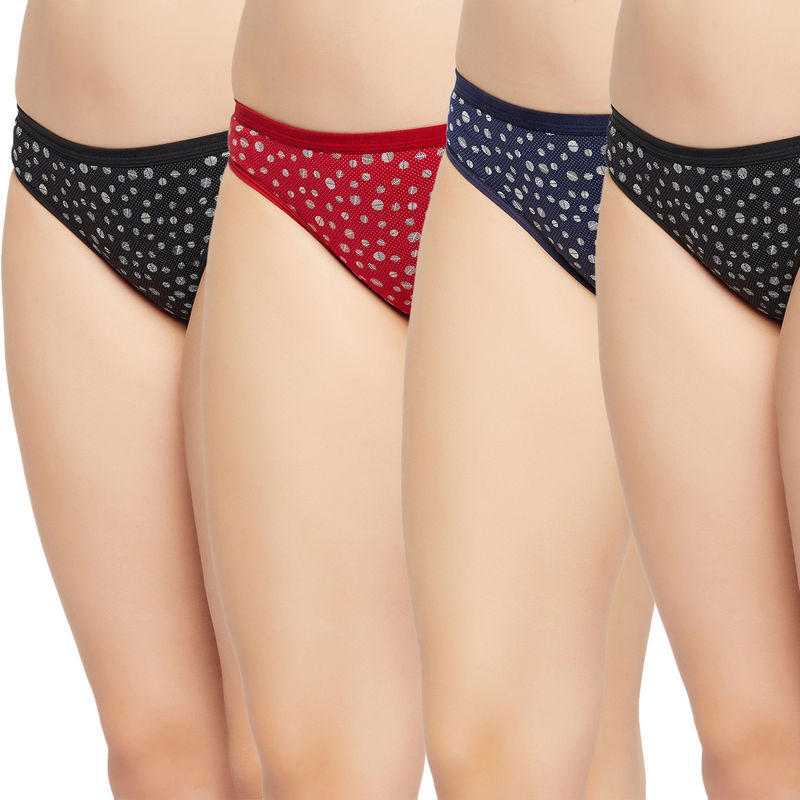 Secrets By ZeroKaata Women Printed Basic Cotton Briefs - Multi-Color (Pack of 4) (XL)