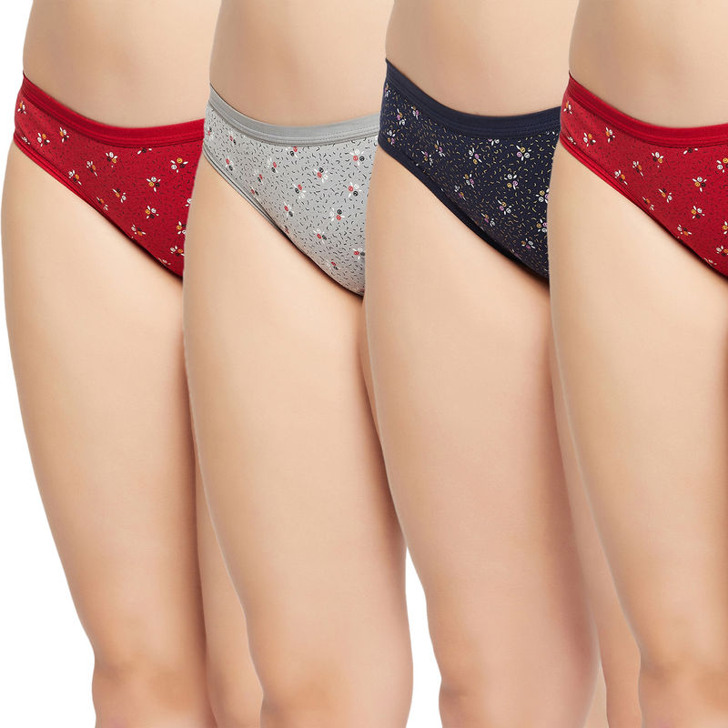 Secrets By ZeroKaata Women Printed Basic Cotton Briefs - Multi-Color (Pack of 4) (S)