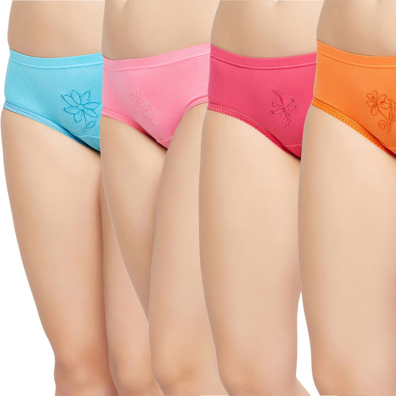 Secrets By ZeroKaata Women Printed Basic Cotton Briefs - Multi-Color (Pack of 4) (M)