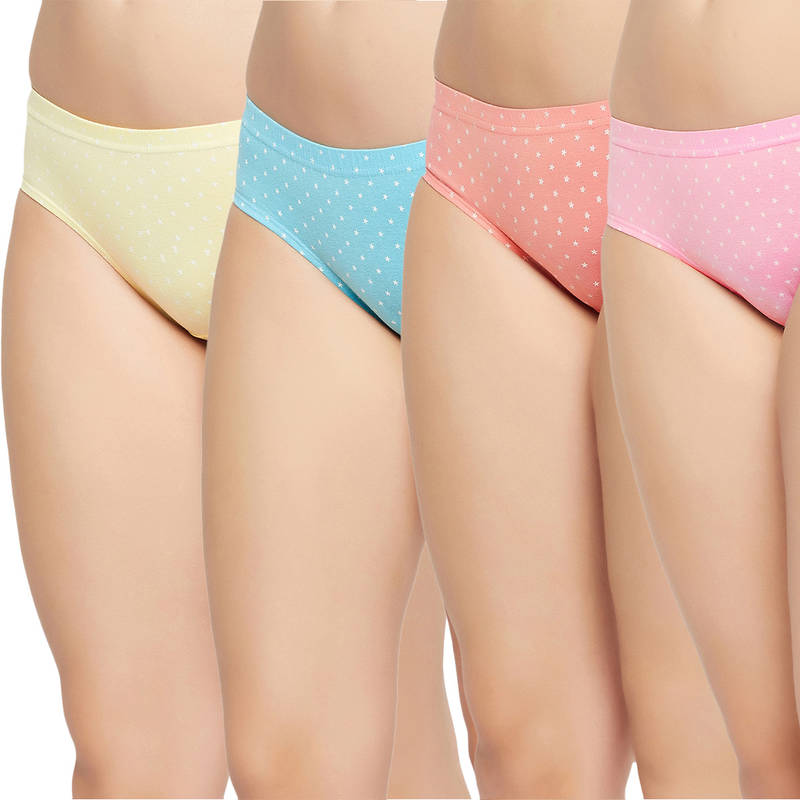 Secrets By ZeroKaata Women Printed Basic Cotton Briefs - Multi-Color (Pack of 4) (S)
