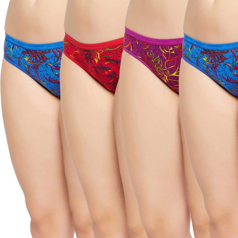 Secrets By ZeroKaata Women Printed Basic Cotton Briefs - Multi-Color (Pack of 4) (S)