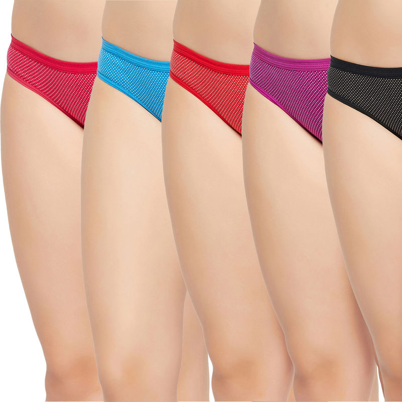 Secrets By ZeroKaata Women Printed Basic Cotton Briefs - Multi-Color (Pack of 5) (S)
