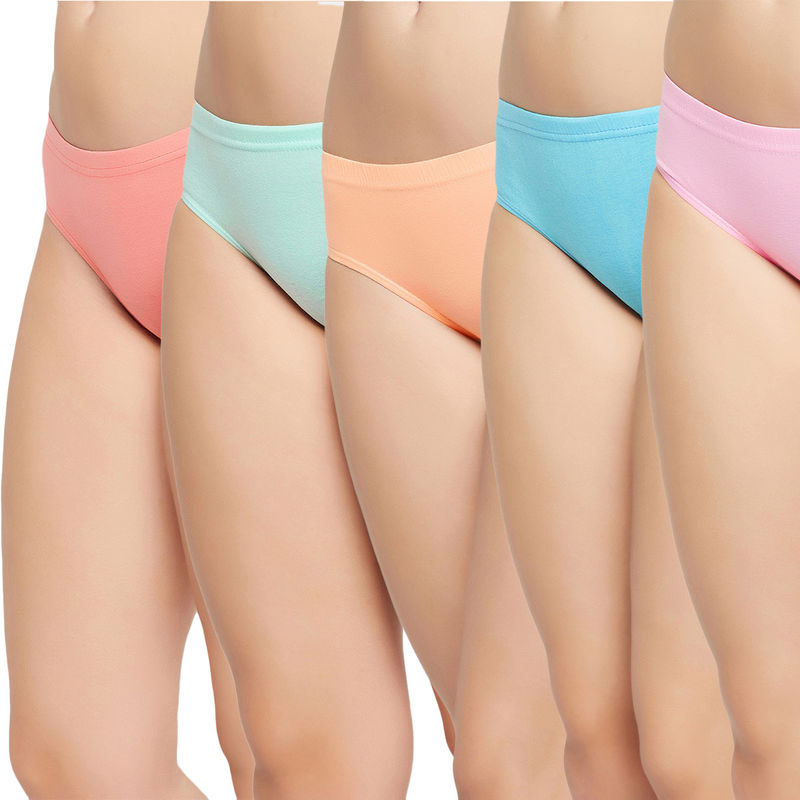 Secrets By ZeroKaata Women Solid Basic Cotton Briefs - Multi-Color (Pack of 5) (M)
