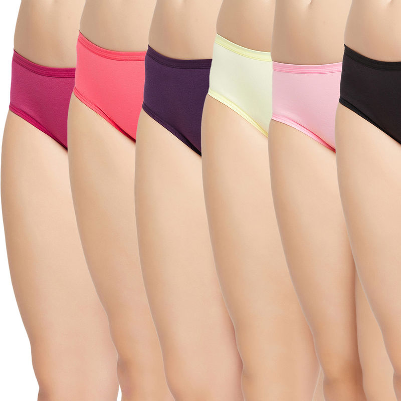 Secrets By ZeroKaata Women Solid Basic Cotton Briefs - Multi-Color (Pack of 6) (S)