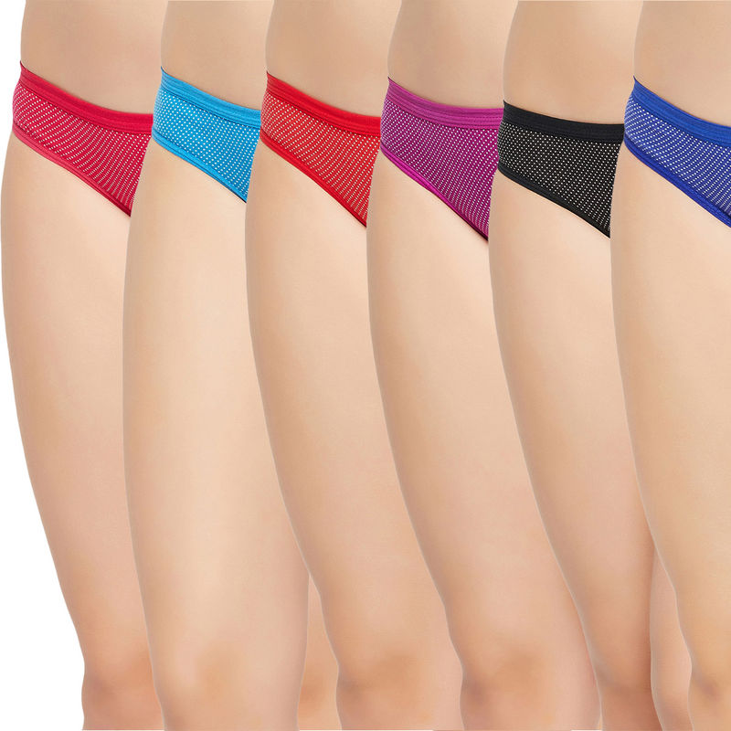 Secrets By ZeroKaata Women Printed Basic Cotton Briefs - Multi-Color (Pack of 6) (S)