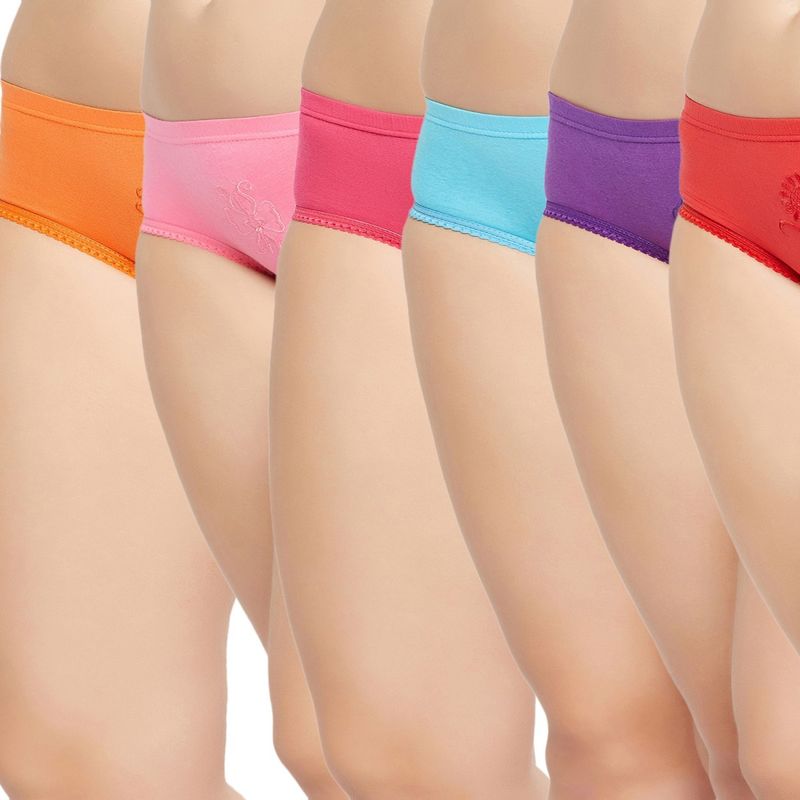 Secrets By ZeroKaata Women Printed Basic Cotton Briefs - Multi-Color (Pack of 6) (L)