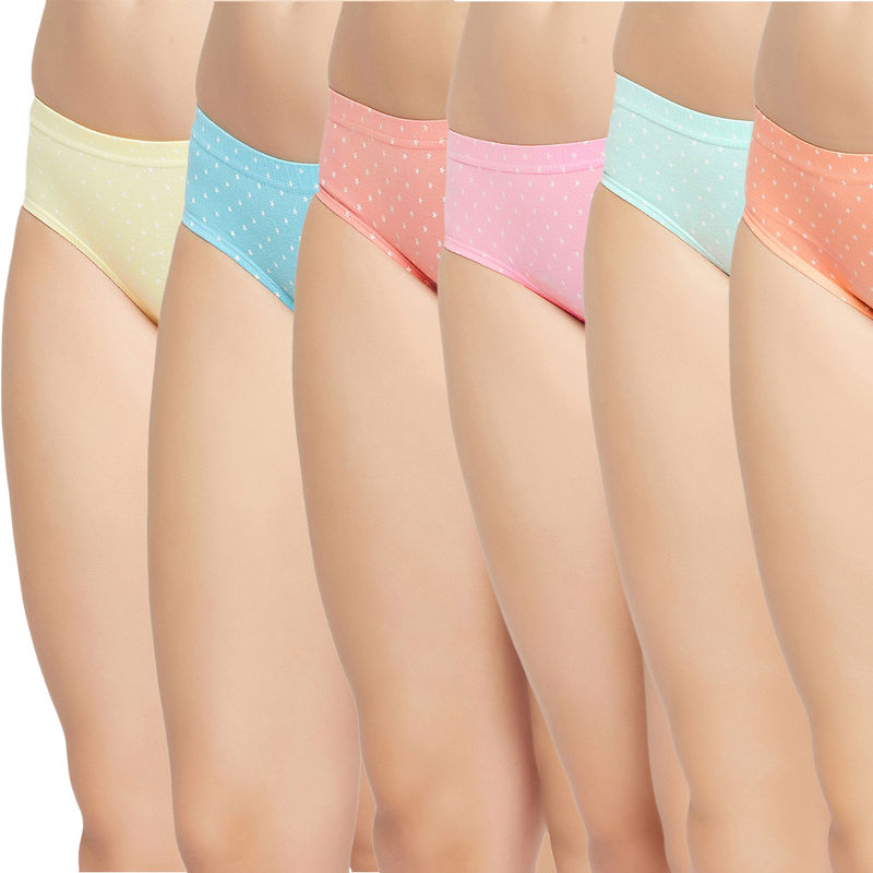Secrets By ZeroKaata Women Printed Basic Cotton Briefs - Multi-Color (Pack of 6) (S)