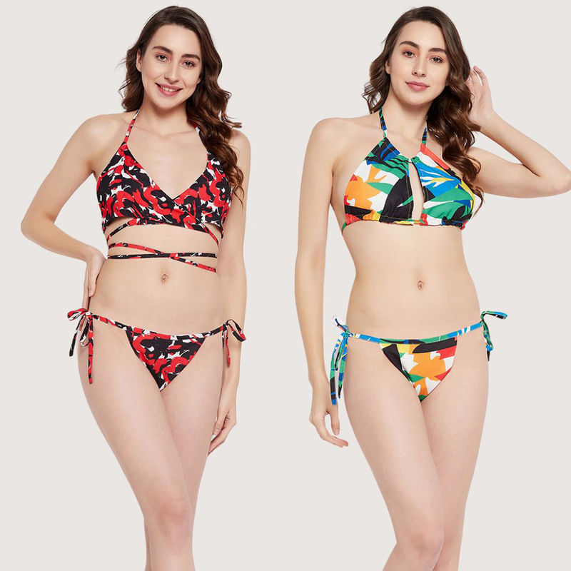 Buy Secrets By ZeroKaata Women Printed Swimwear - Multi-color (Set of 3)  online