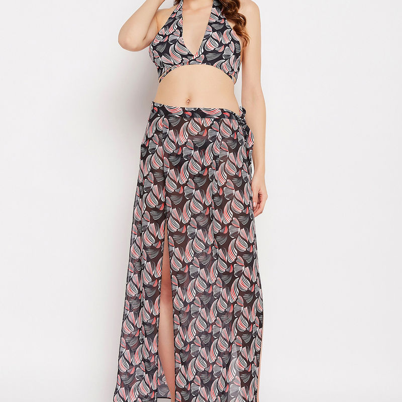 Secrets By ZeroKaata Women Printed Swimwear - Black (XS)