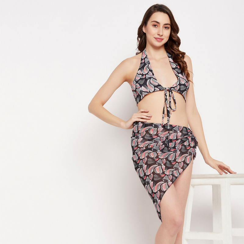 Secrets By ZeroKaata Women Printed Swimwear - Black (S)