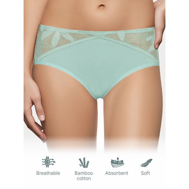 Enamor Bamboo Bliss Lace Trim Brief - Green (2XL)