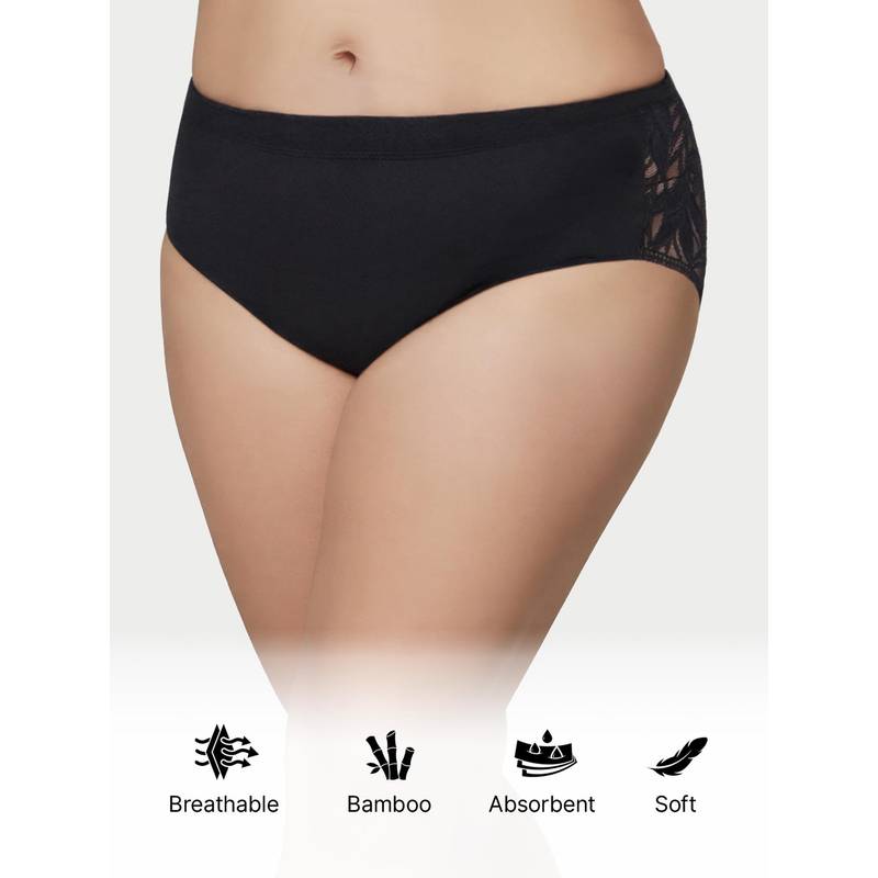 Enamor Bamboo Cotton IP26, Lace Back Boyshorts (M)