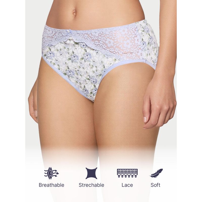 Enamor Printed Model Hipster Panty - Lavender (M)