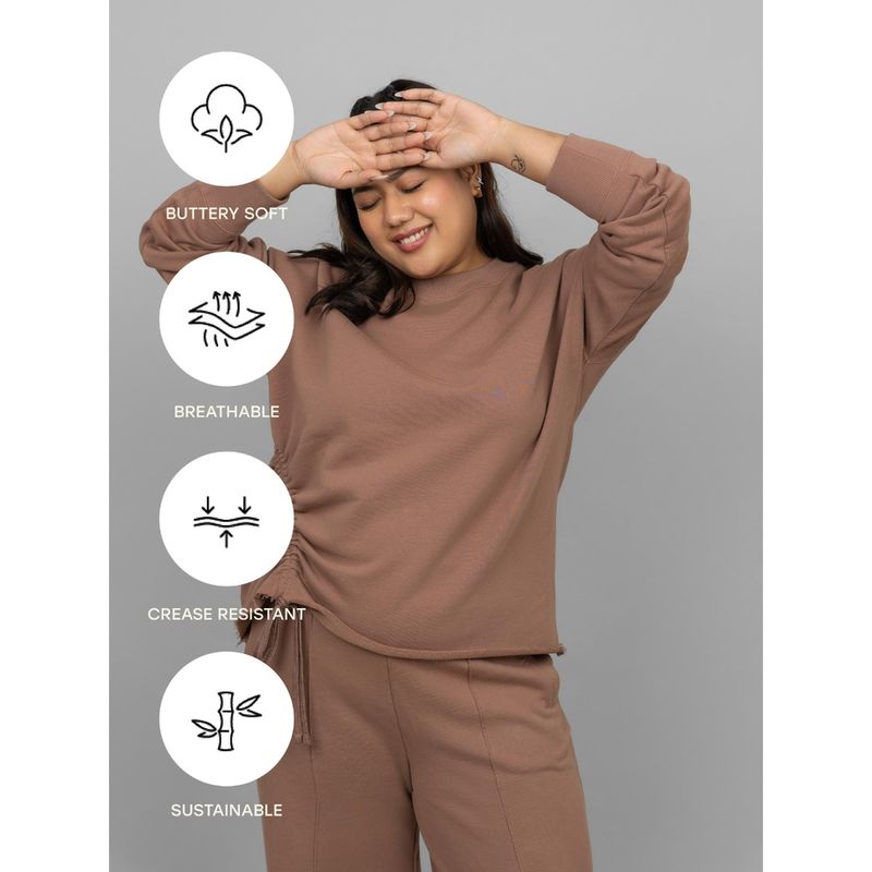NeceSera Brown Cotton Terry Sweatshirt (S)