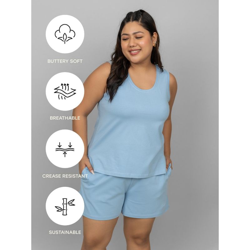 NeceSera Blue Cotton Tank Top (S)