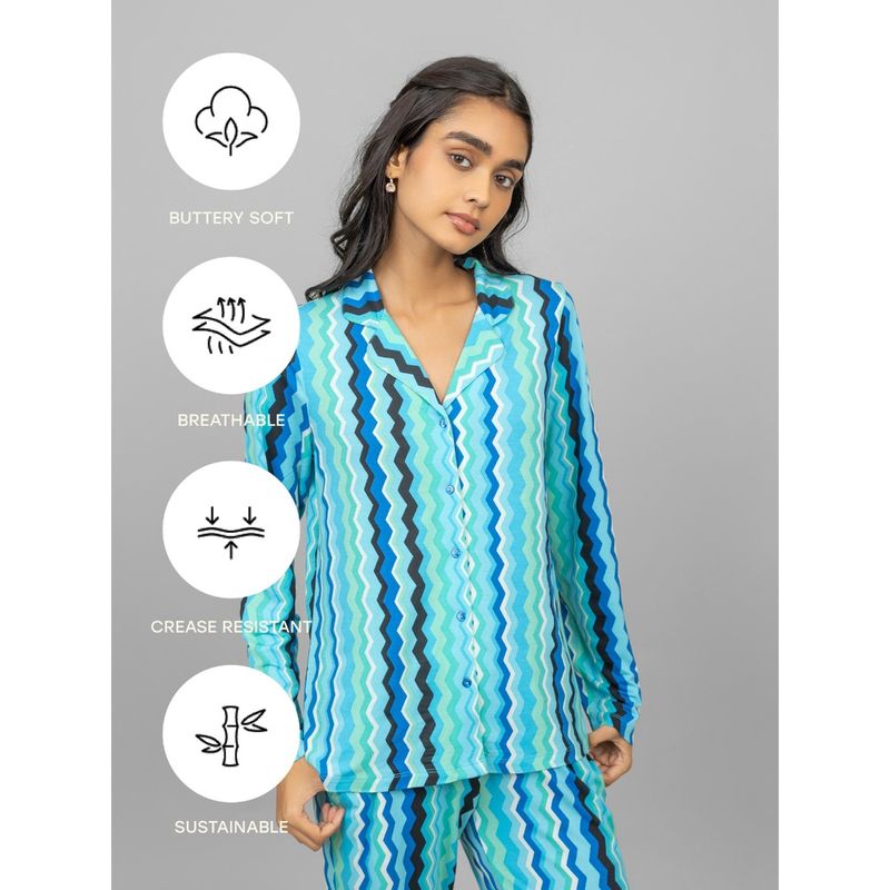 NeceSera Aqua Wave Full Sleeve Button Shirt (S)