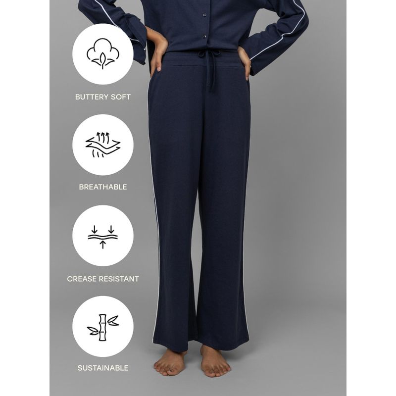 NeceSera Navy Contrast Piping Pyjama (S)