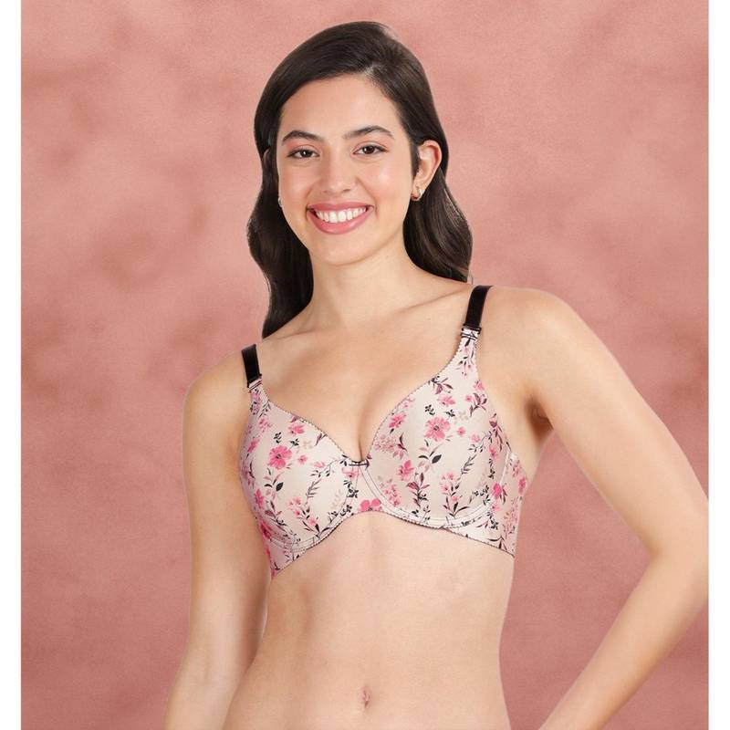 Shyaway HANA Ivory Pink Floral Broad Winged Seamless T-Shirt Bra (32B)