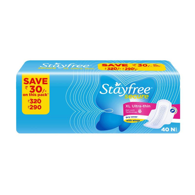 Buy Stayfree Secure XL Ultra-Thin With Wings - 40 Pads (Save Rs.30) Online