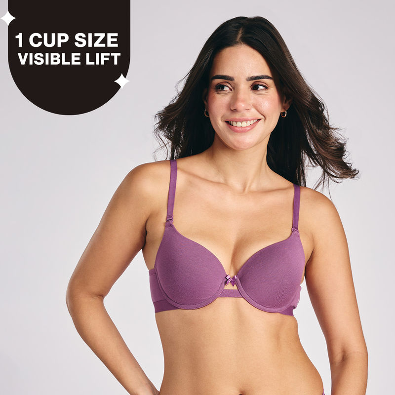 Nykd by Nykaa Multiway Breathe Cotton Wired Push Up Bra with Detachable Straps NYB366 Berry C (32B)