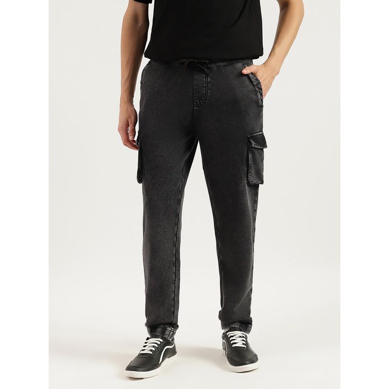 United Colors of Benetton Men Black Solid Regular Fit Jeans (42)