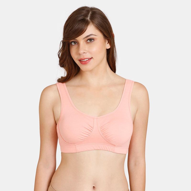 Zivame Rosaline Everyday Double Layered Non-Wired 3-4th Coverage T-Shirt Bra - Candlelight Peach (M)