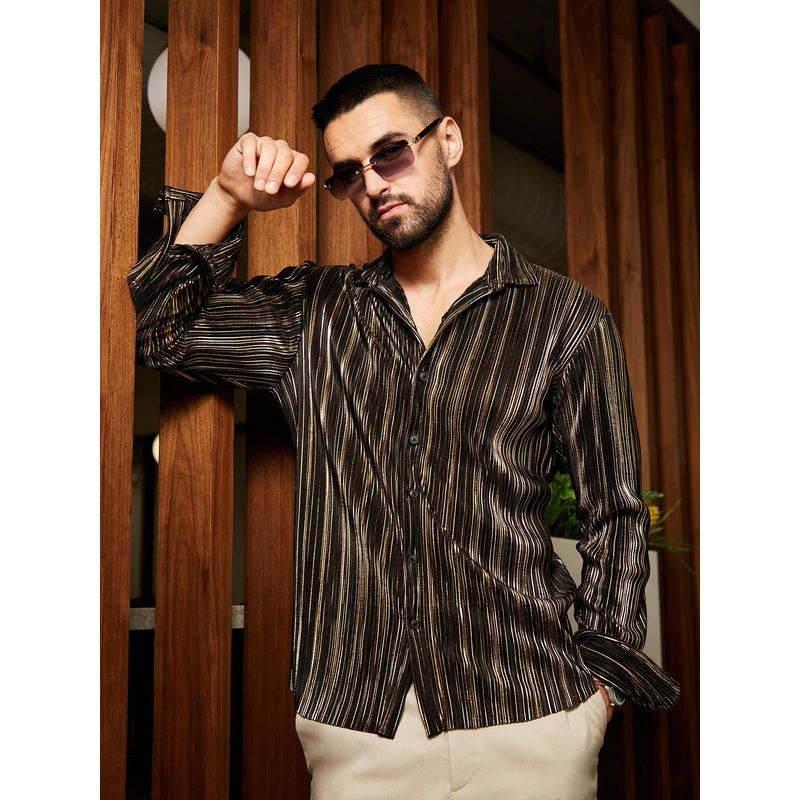 Campus Sutra Mens Mult-Color Pleat Creased Shirt (S)