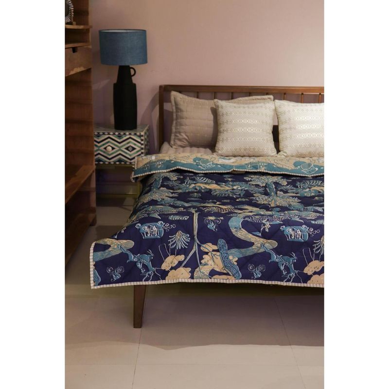 Freedom Tree Mindscape Blue Moon Cotton Quilt (Single)