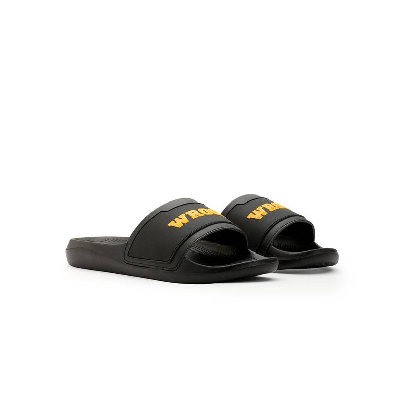WROGN Mens Black Midnight Gold Sliders - Image 1