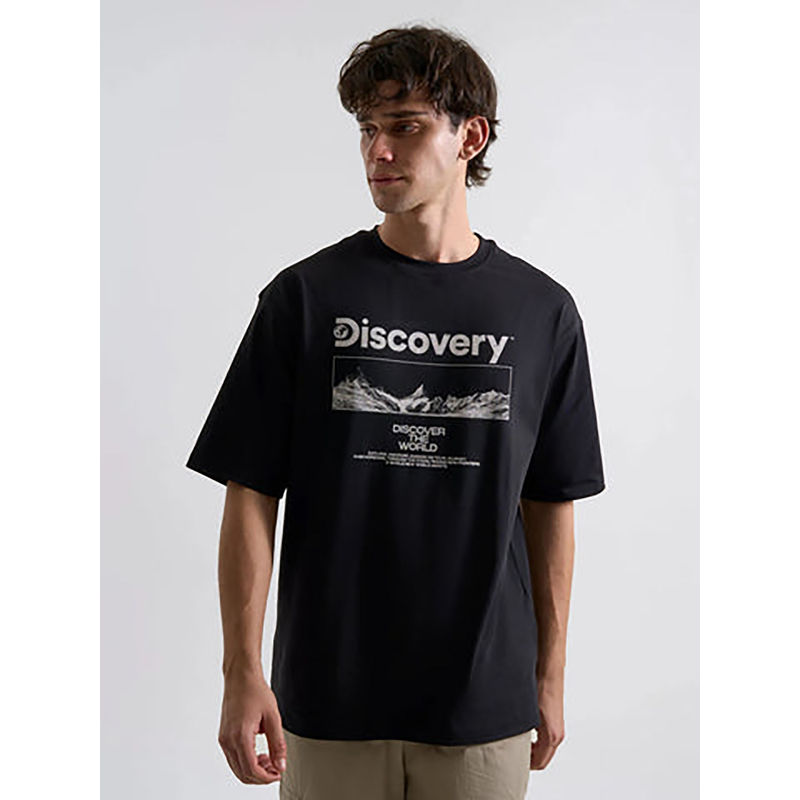DCYPHR Discovery Men's Moon Explorer Graphic Tee, Black (L)