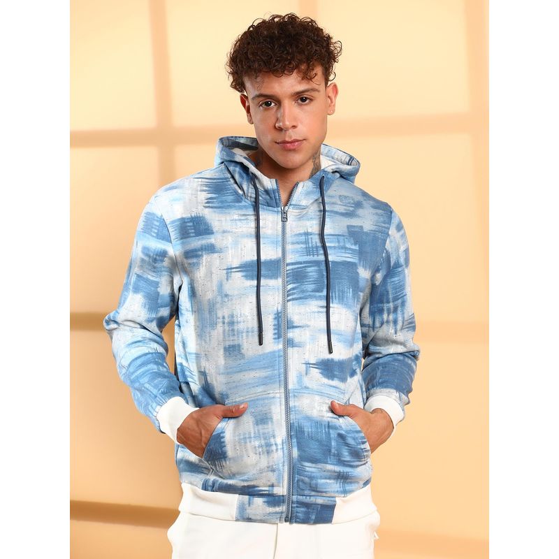Campus Sutra Men Multicolor Abstract Strokes Hoodie (L)
