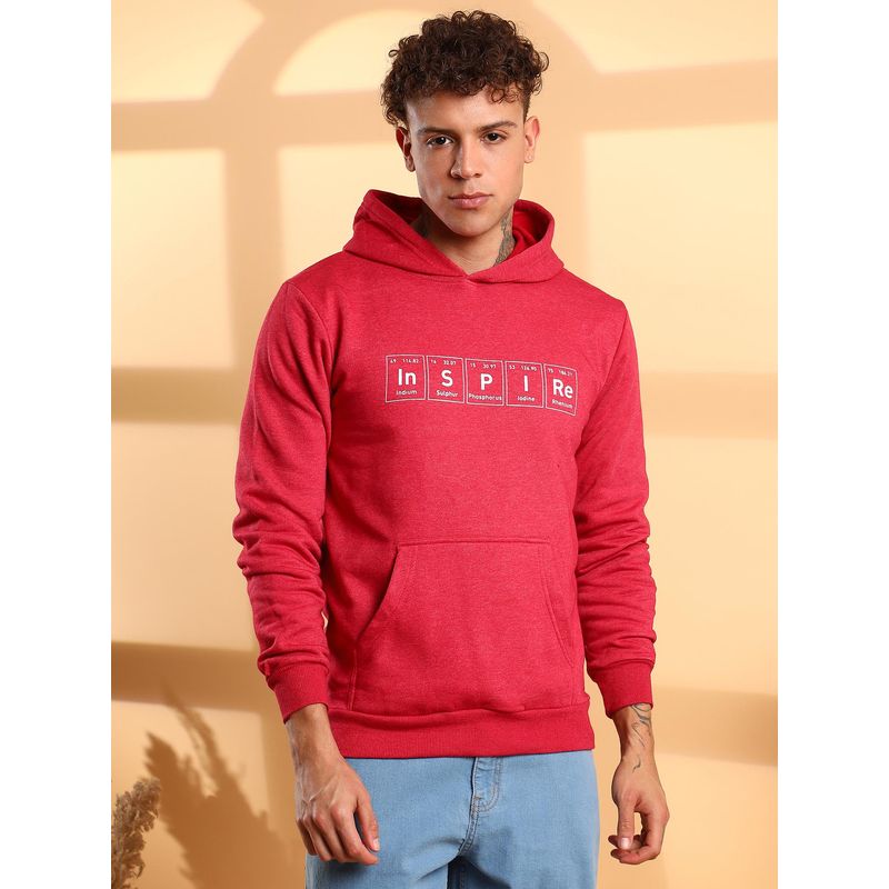 Campus Sutra Men Red Inspire Hoodie with Front Pocket (S)