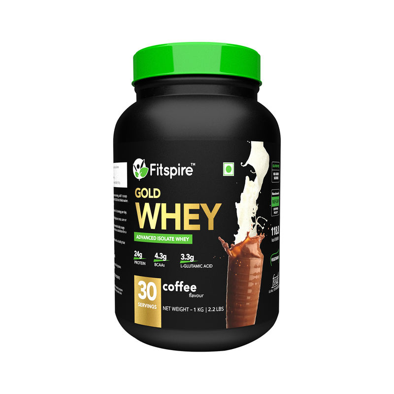 Fitspire Gold Standard 100% Whey Protein Isolate - 1 kg/2.2 lb - Coffee - 30 Serving