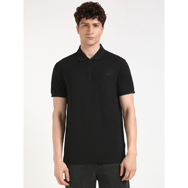 Calvin Klein Mens Black Solid Casual Polo T-Shirt (2XL)