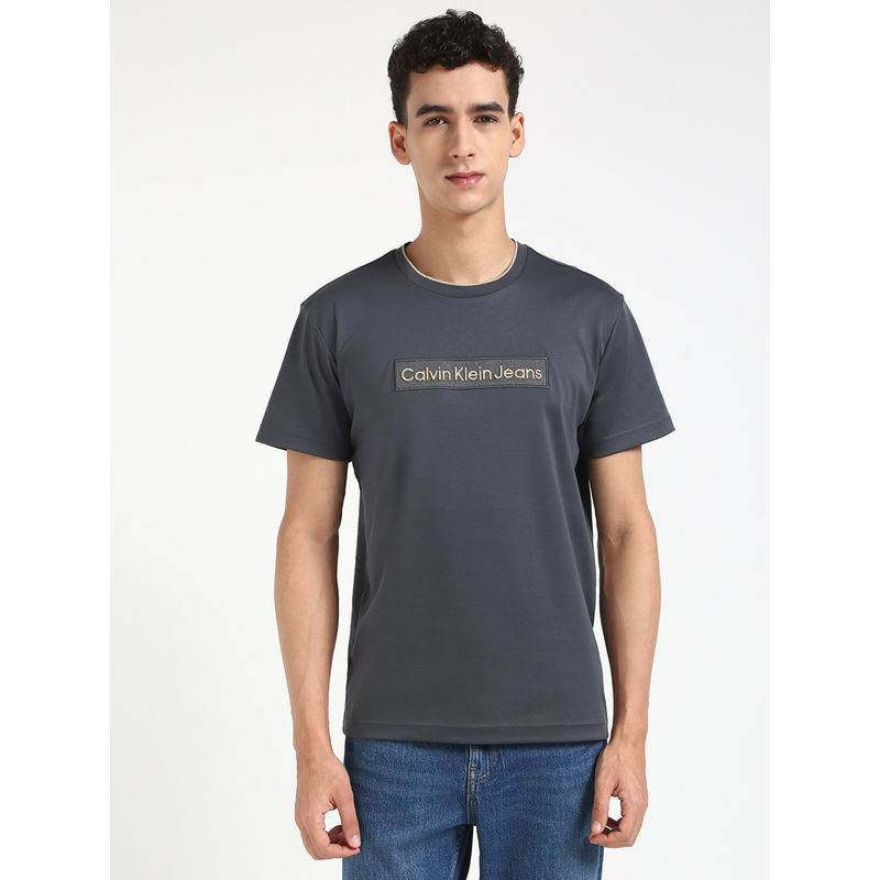 Calvin Klein Mens Grey Solid Casual T-Shirt (M)