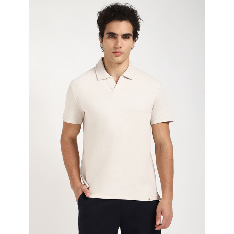 Calvin Klein Mens White Solid Casual Polo T-Shirt (XS)