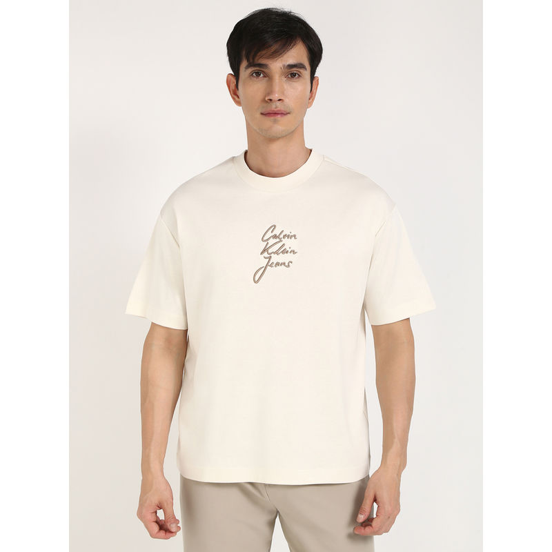 Calvin Klein Mens White Solid Casual T-Shirt (M)