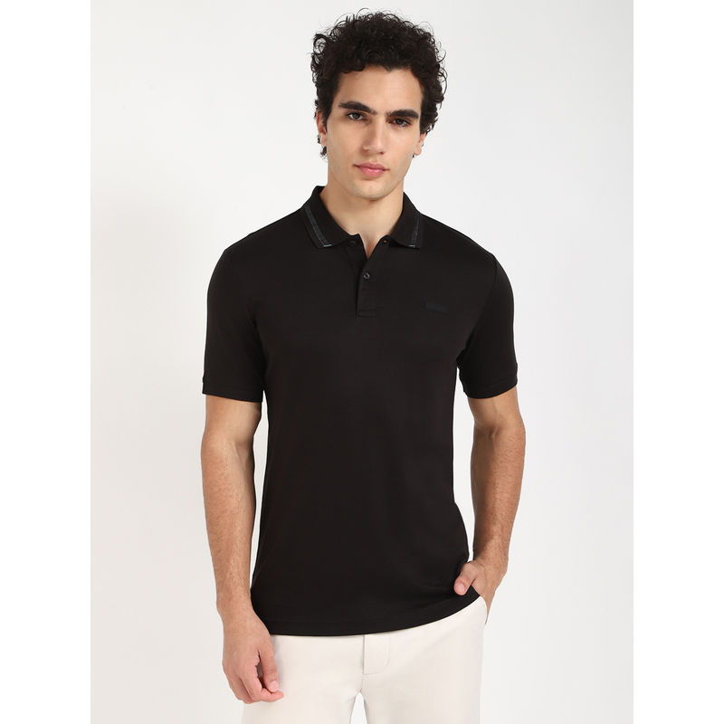 Calvin Klein Mens Black Solid Casual Polo T-Shirt (2XL)