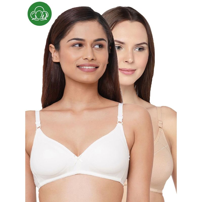 Inner Sense Organic Cotton Triangular Bras With Supportive Stitch- Pack Of 2-Multi-Color (30B)