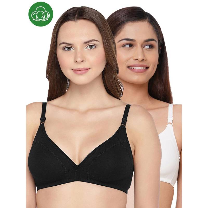 Inner Sense Organic Cotton Triangular Bras With Supportive Stitch- Pack Of 2-Multi-Color (30B)