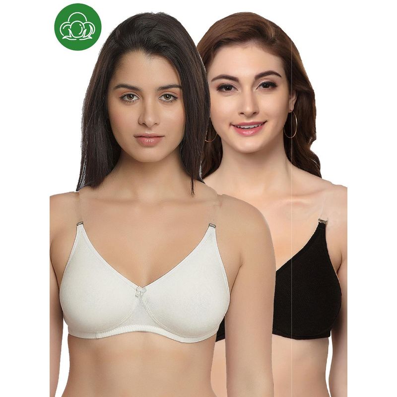 Inner Sense Organic Cotton Backless Non-Padded Seamless Bras (Pack Of 2)-Multi-Color (38C)
