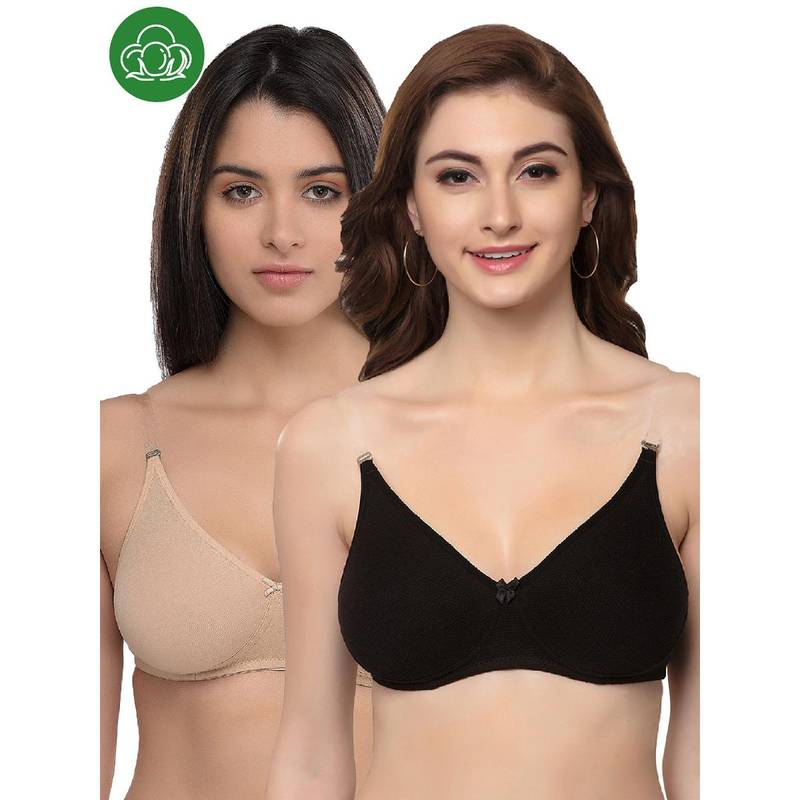 Inner Sense Organic Cotton Backless Non-Padded Seamless Bras (Pack Of 2)-Multi-Color (32C)